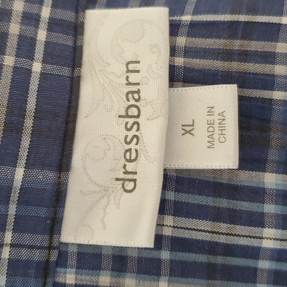 Blue plaid blouse, Women's blouse xl, dress barn, buttoned shirt with collar - Picture 5 of 7